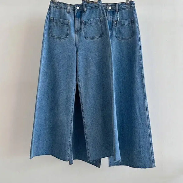 [BUNJANG] Light Wash Denim Wide Leg Pants / 데님 와이드 팬츠