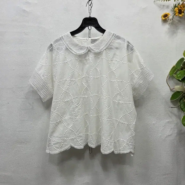 [BUNJANG] Bless'd Cotton Lace Collar Blouse / Bless'd 아사면 레이스 카라 블라우스55-날씬77
