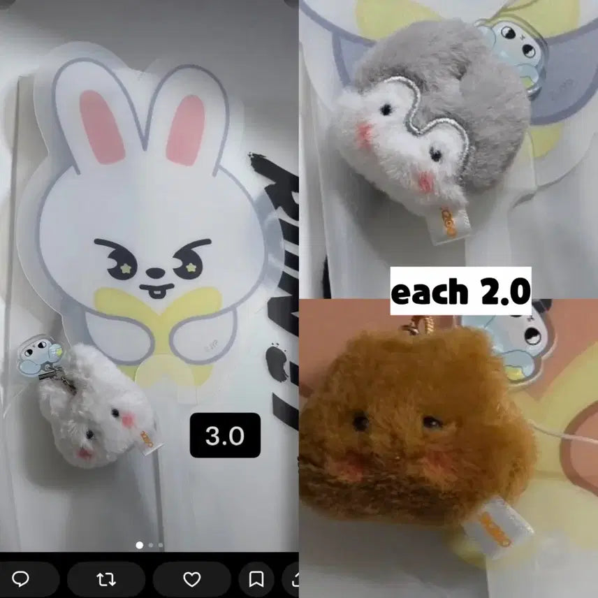 [BUNJANG] Stray Kids Bang Chan Wolf Chan Rabbit Ribbit Ponpon Keyring Fanlight / 스트레이키즈 스키즈 런잇 입장기프트 부채 폼폼키링 리빗 한쿼카 울프찬 양도