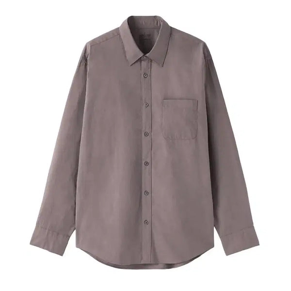 [BUNJANG] MUJI Washed Broad Regular Collar Long Sleeve Shirt Brown XL / <새상품>무인양품 워싱브로드 긴소매 셔츠 브라운