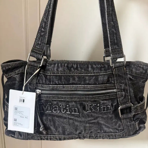 [BUNJANG] Matinkim Washed Denim Square Shoulder Bag Black / 마뗑킴 워시드 데님 스퀘어 숄더백 블랙