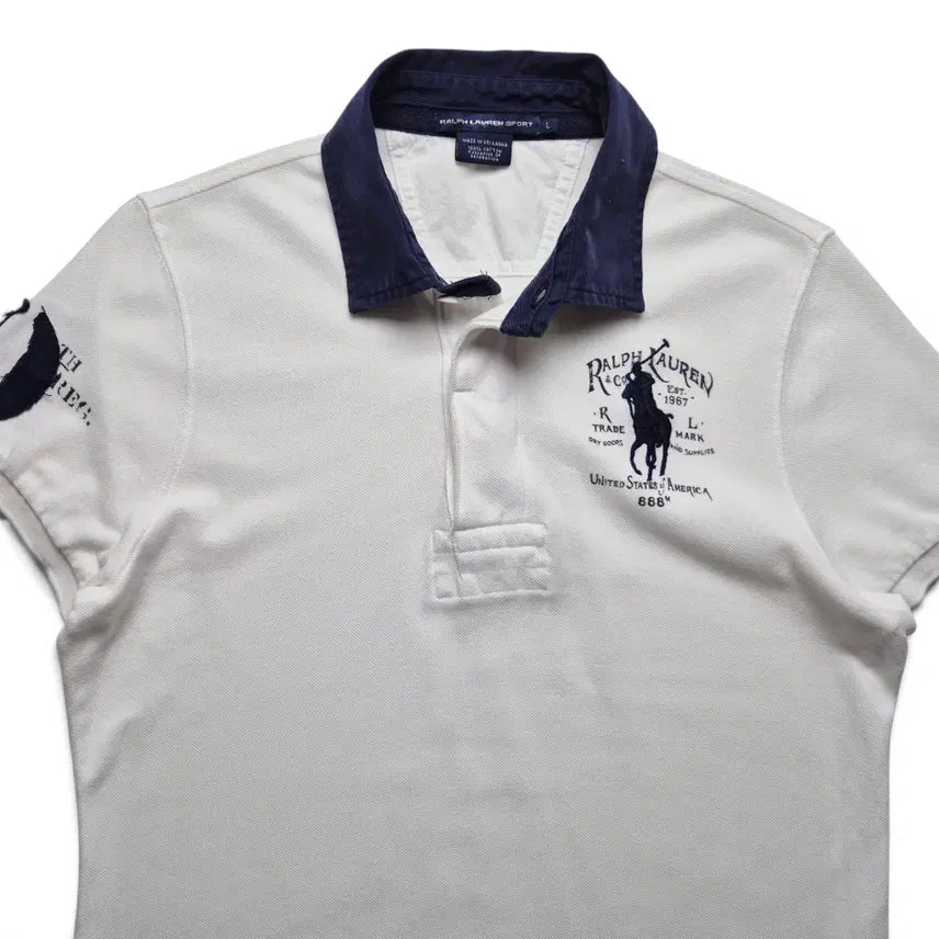 [BUNJANG] Polo Ralph Lauren Big Pony PK Collar T-Shirt White (Size L) / [L] 폴로 랄프로렌 빅포니 PK 카라티 화이트