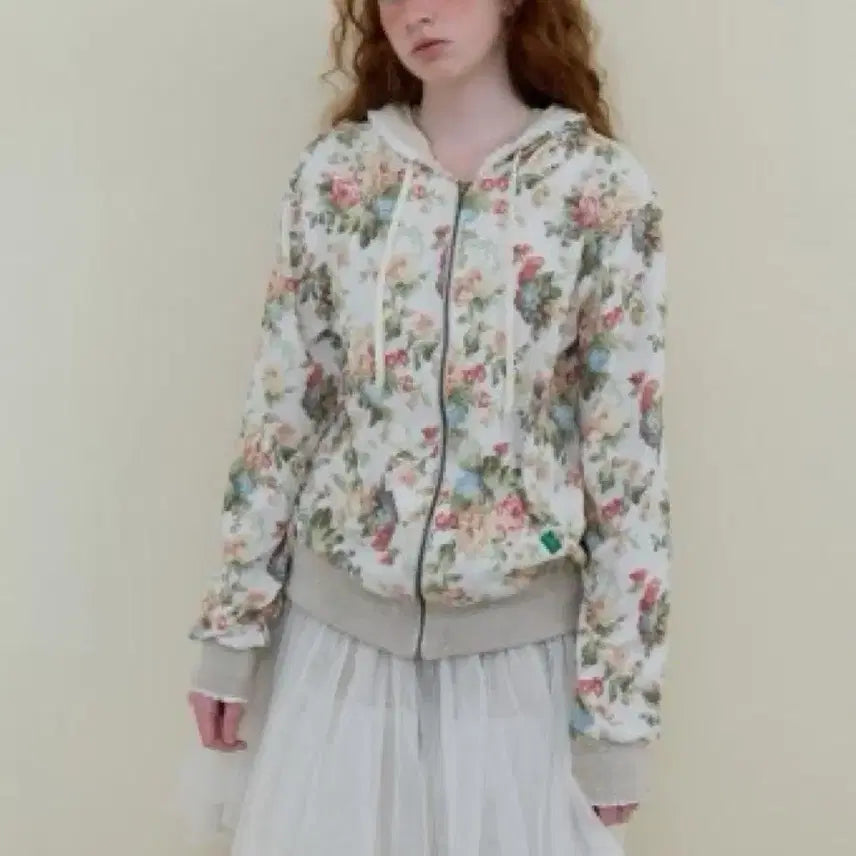 [BUNJANG] No Contents Flower Hoodie Zip-up / 노컨텐츠 플라워 후드집업