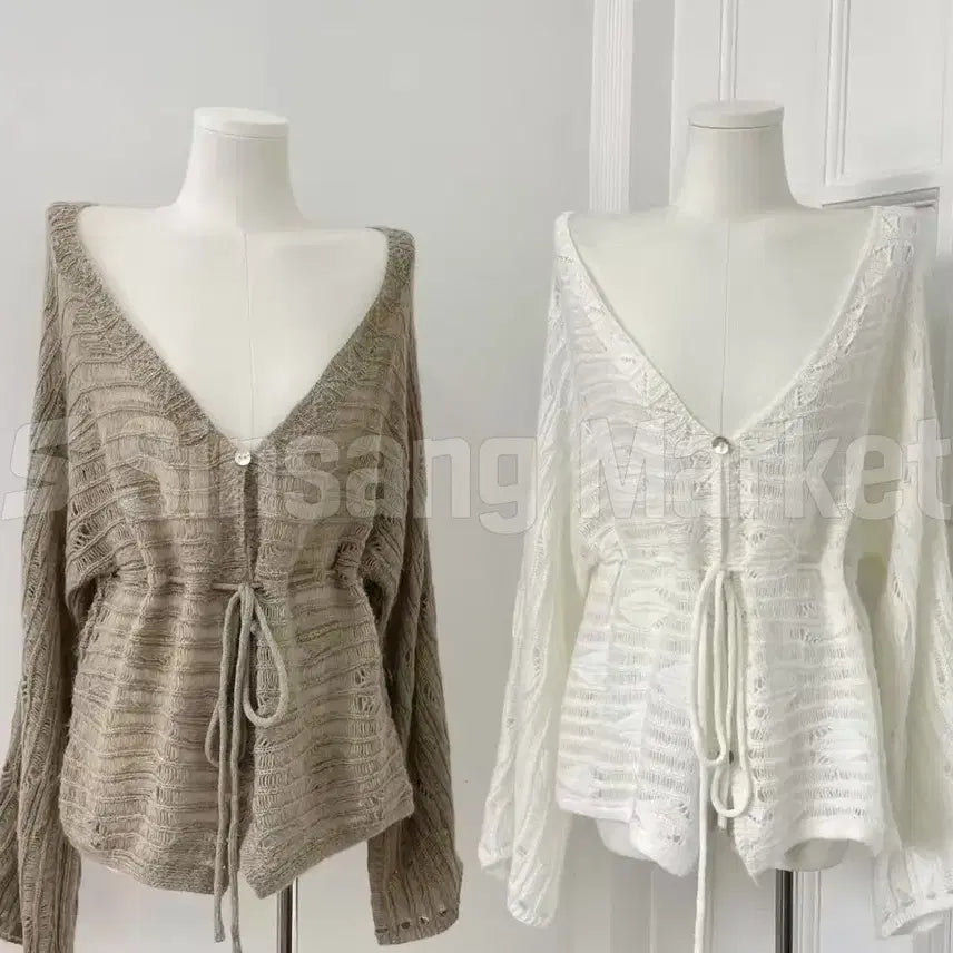 [BUNJANG] Clovy Daily Knit Cardigan / [빠른발송] 클로비 가디건 여리핏 끈 니트 데일리