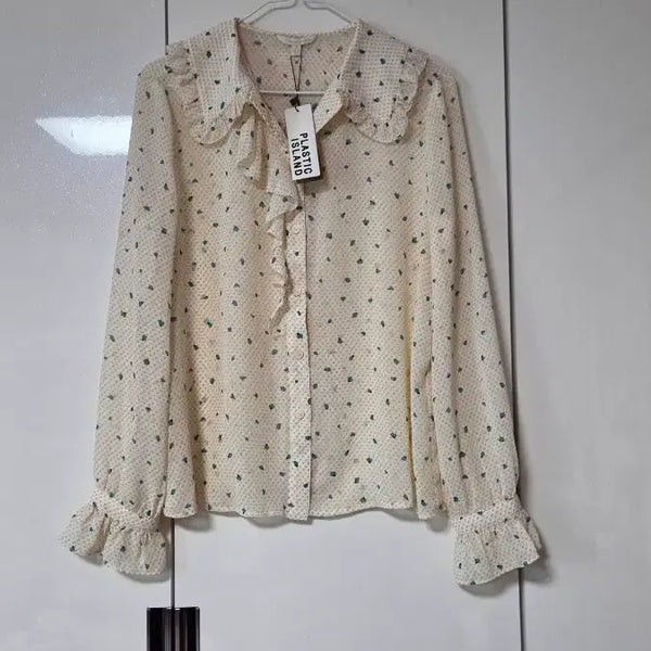 [BUNJANG] Plastic Island Flower Pattern Frill Blouse / 플라스틱 아일랜드 플라워 패턴 프릴 블라우스