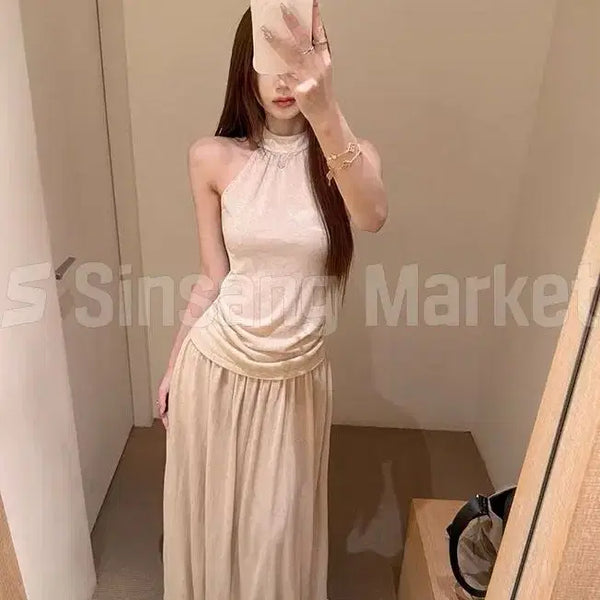[BUNJANG] Twisted Halter Top and Skirt Set / [빠른발송] 브레드 꼬임 set 세트 셋업 탑 스커트 홀터 데일리