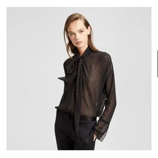 [BUNJANG] Theory Metal Silk Scarf Blouse P Size / THEORY 띠어리 메탈 실크 스카프 블라우스 P사이즈