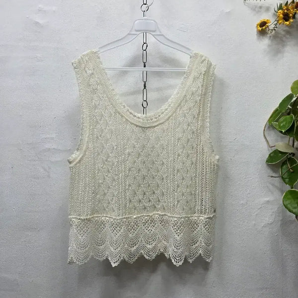 [BUNJANG] Thursday Island Mahong Blend Crochet Vest M / 썰스데이아일랜드마혼방크로쉐 베스트 M