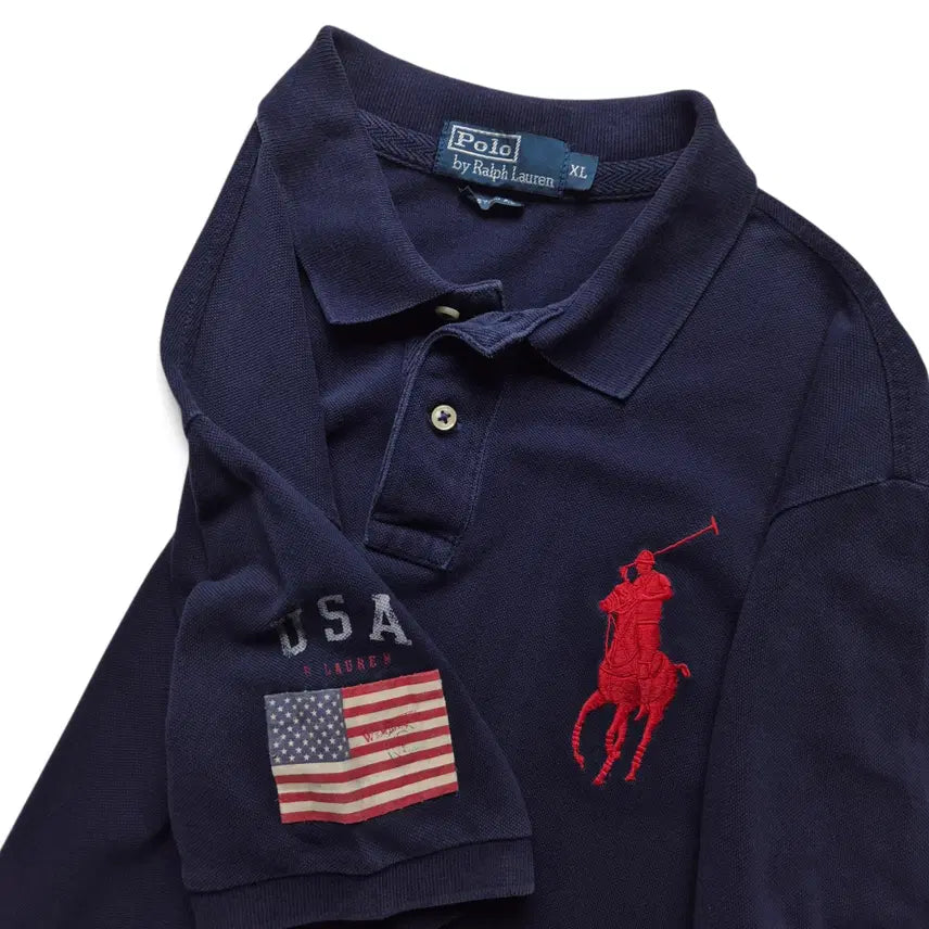 [BUNJANG] Polo Ralph Lauren Big Pony USA Flag PK Polo Shirt Navy XL / [XL] 폴로 랄프로렌 빅포니 성조기 PK 카라티 네이비