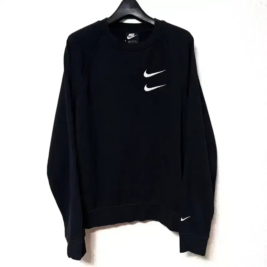 [BUNJANG] Nike Double Swoosh Long Sleeve Sweatshirt Black / [S,90]나이키 더블스우시 맨투맨 긴팔티 블랙