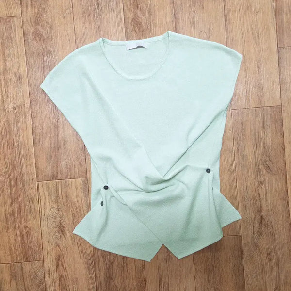 [BUNJANG] Mino&Co Button Wrap Knit Top (55-66) New / 미노앤코(mino&co) 버튼 랩 니트탑 55-66 새상품