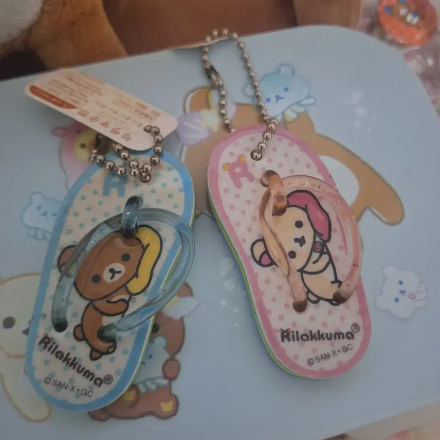 [BUNJANG] San-X Rilakkuma Korilakkuma Flip-Flop Charm Set / (고전정품희귀)리락쿠마 코리락쿠마 쪼리 키링