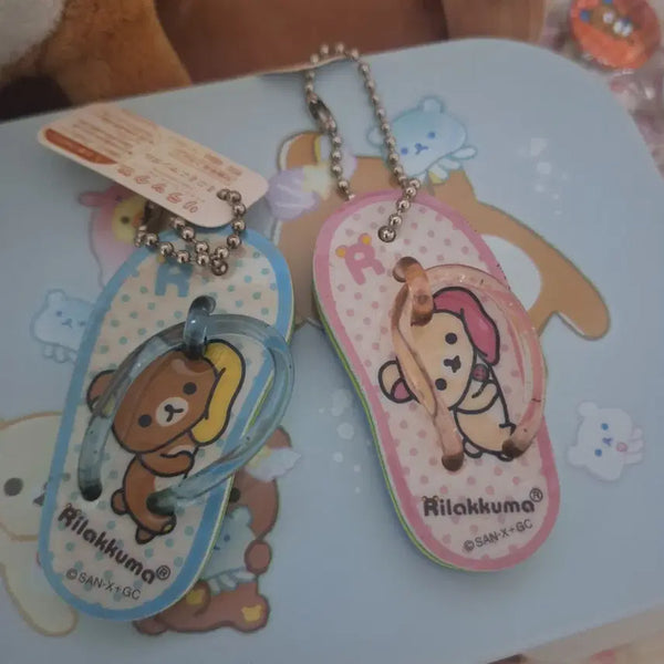[BUNJANG] San-X Rilakkuma Korilakkuma Flip-Flop Charm Set / (고전정품희귀)리락쿠마 코리락쿠마 쪼리 키링