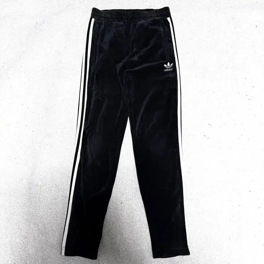 [BUNJANG] Adidas Women's Velour Tricolor Pants Black White XS / [XS,85]아디다스 여성 삼선 벨벳 팬츠 바지 검흰