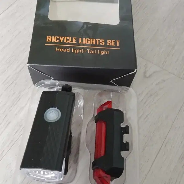 [BUNJANG] USB Rechargeable Bicycle Light Set (Headlight + Taillight) / 자전거 라이트 세트 헤드라이트+테일라이트 USB 충전식