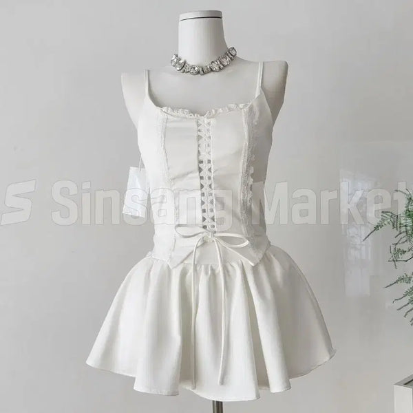 [BUNJANG] Daisy Lace Set Camisole & Skirt Vacation Summer Outfit / [빠른발송] 데이지 레이스 set 세트 나시 캡 스커트 셋업 바캉스 여름
