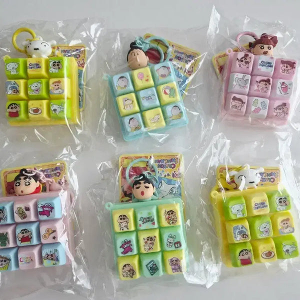 [BUNJANG] Crayon Shin-chan Character 9-Piece Keycap Keyring / 짱구는 못말려 캐릭터 9구 키캡 키링 클릭커