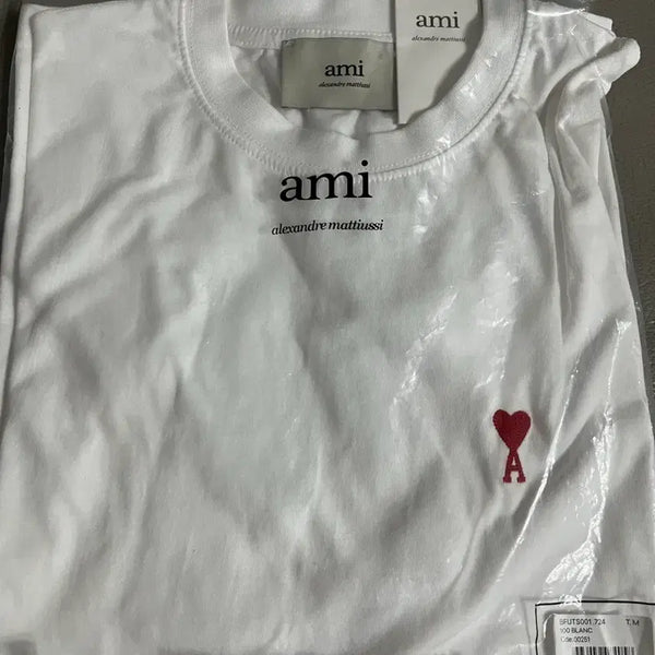[BUNJANG] AMI Heart Logo Short Sleeve T-Shirt White / 아미 하트 로고 반팔 티셔츠 화이트
