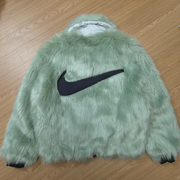 [BUNJANG] Nike x Ambush Reversible Faux Fur Jacket Mint / 나이키 X 엠부쉬 리버서블 민트컬러 퍼 자켓