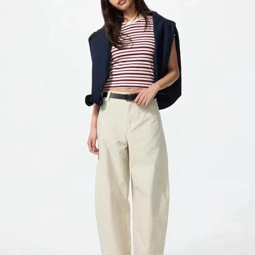 [BUNJANG] Uniqlo Jersey Barrel Leg Pants Ivory / <새상품>유니클로 저지배럴레그 팬츠 아이보리 바지