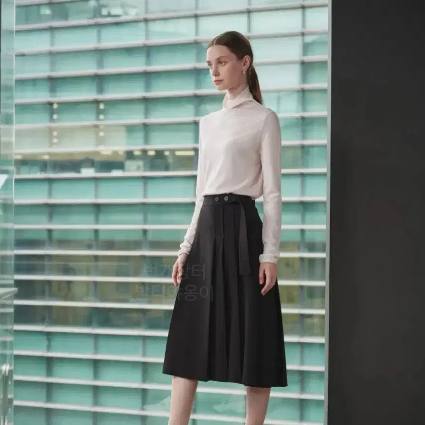 [BUNJANG] Hazzys Ladies 23 City Essential Pintuck Pleats Long Skirt / 헤지스레이디스 23 시티 에센셜 핀턱 플리츠 롱 스커트 플레어 치마 정장 하객룩