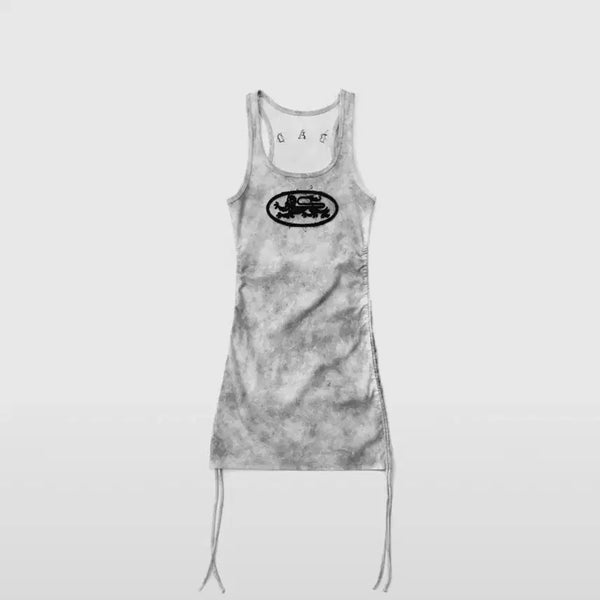 [BUNJANG] Bad Blood Lion Patch Tank Mini Dress - Washed White / 배드블러드 라이온 패치 탱크 미니 드레스 - 워시드화이트