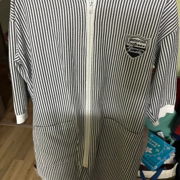 [BUNJANG] Striped Zip-Up Jumper / 스트라이프 집업
