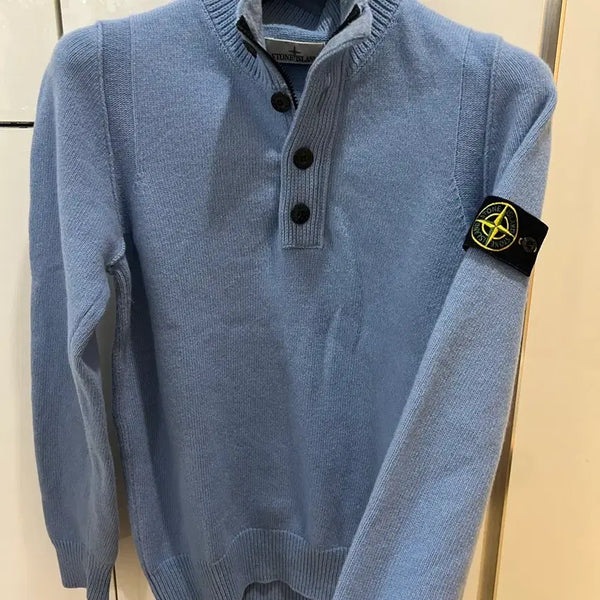 [BUNJANG] Stone Island Blue Half-Zip Knit M (100-Slim 105) / 스톤아일랜드 블루 반집업니트 100~슬림105 (새상품급)