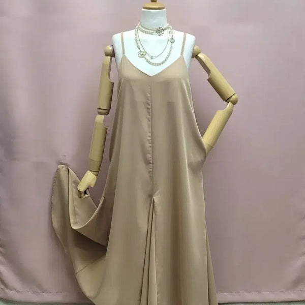 [BUNJANG] Nippuns Beige Flared Bustier Long Dress / 니쁜스 베이지 풍성 뷔스티에 롱원피스
