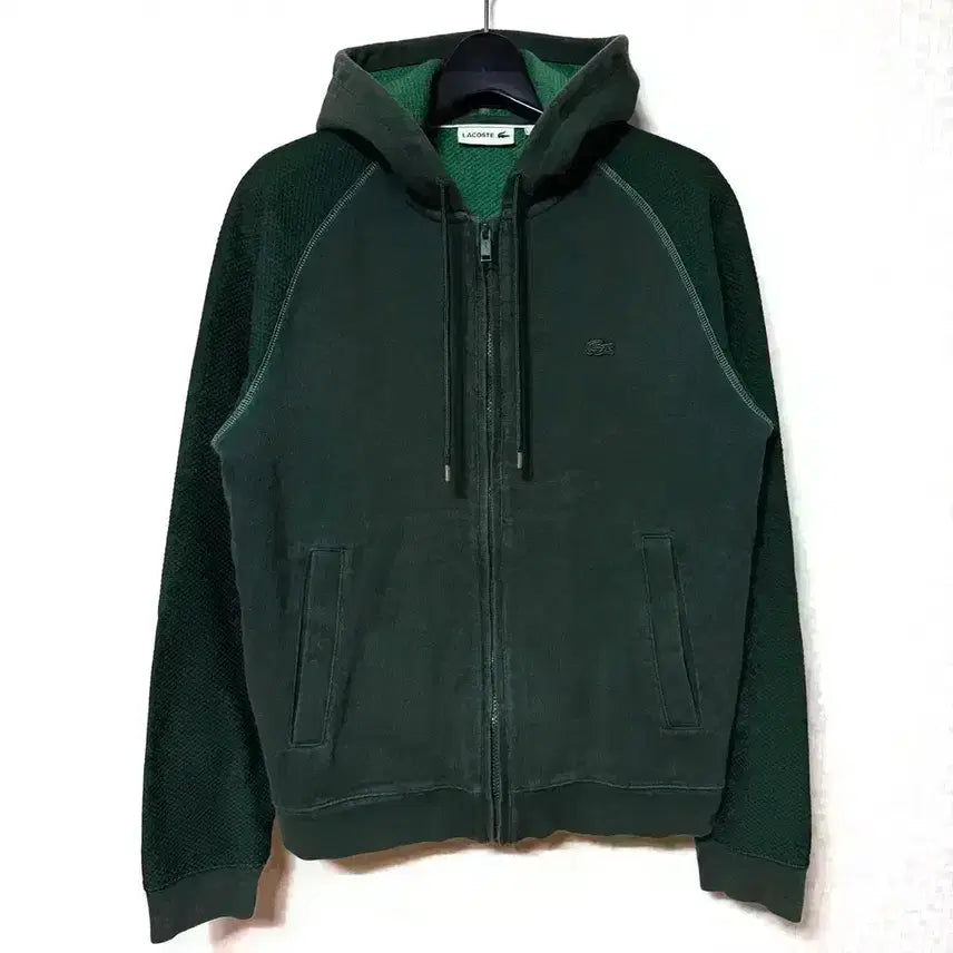 [BUNJANG] Lacoste Deep Green Training Zip-Up Hoodie Jacket (S) / [S,90]라코스테 트레이닝 후드집업 자켓 딥그린