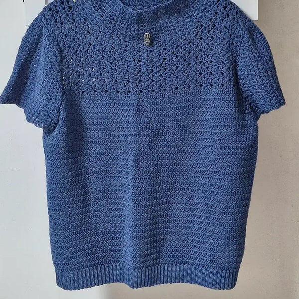 [BUNJANG] Hand-Knitted Short-Sleeve Knit Top / 손뜨게 반팔니트