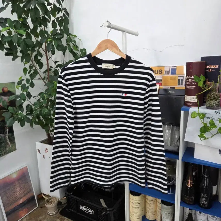 [BUNJANG] Maison Kitsuné Triple Fox Stripe Long Sleeve T-Shirt (Size S) / 메종키츠네 트리플폭스 스트라이프 롱슬리브 S