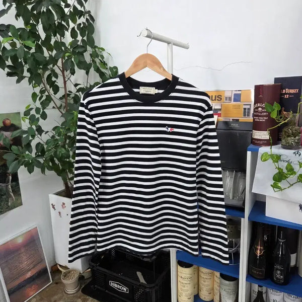 [BUNJANG] Maison Kitsuné Triple Fox Stripe Long Sleeve T-Shirt (Size S) / 메종키츠네 트리플폭스 스트라이프 롱슬리브 S