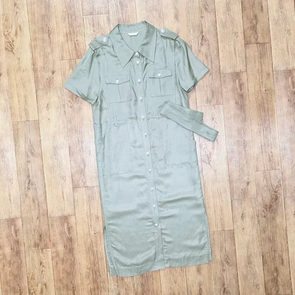 [BUNJANG] JULL-LOG Belted Linen Dress (Khaki Beige) / 줄로그(JULL-LOG) 벨티드 린넨원피스 55-66 새상품