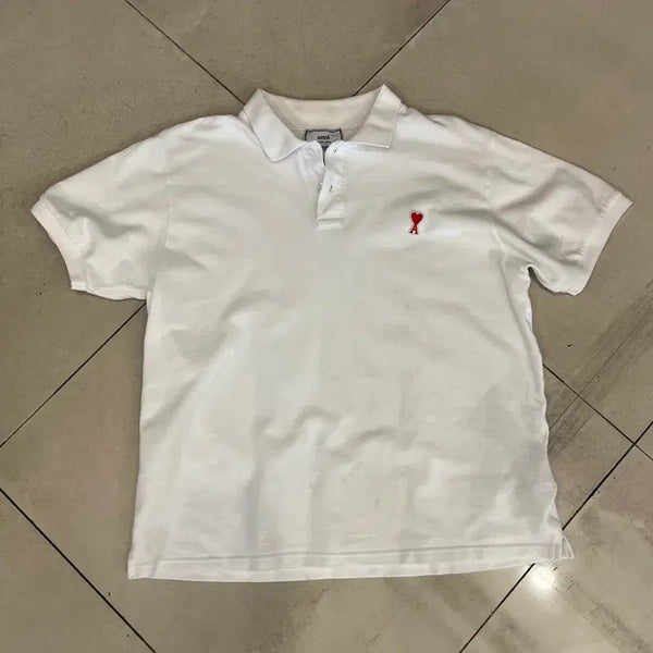 [BUNJANG] AMI Small Heart Polo Shirt M/95 / 아미 스몰 하트 폴로 셔츠 M/95