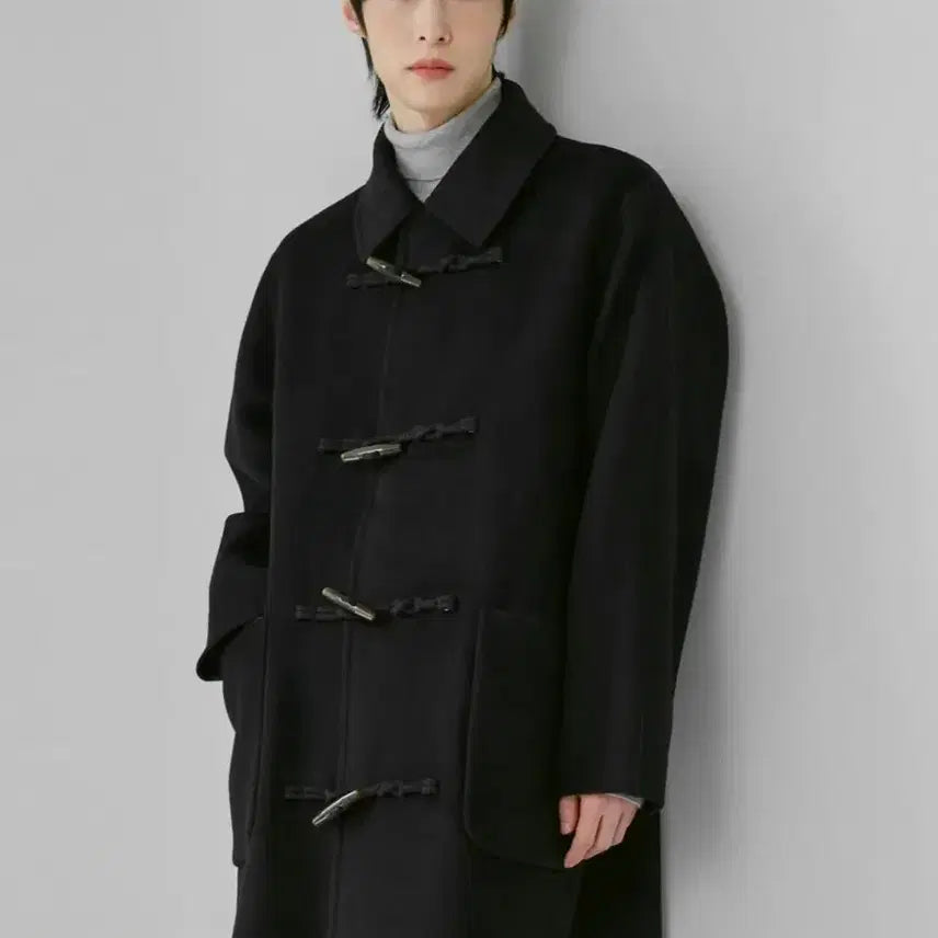 [BUNJANG] 210 Edit Unisex Cashmere Toggle Duffle Handmade Coat Black / 210에디트 남녀공용 캐시미어 토글 더플 핸드메이드 코트 [블랙]_ZF4CT030