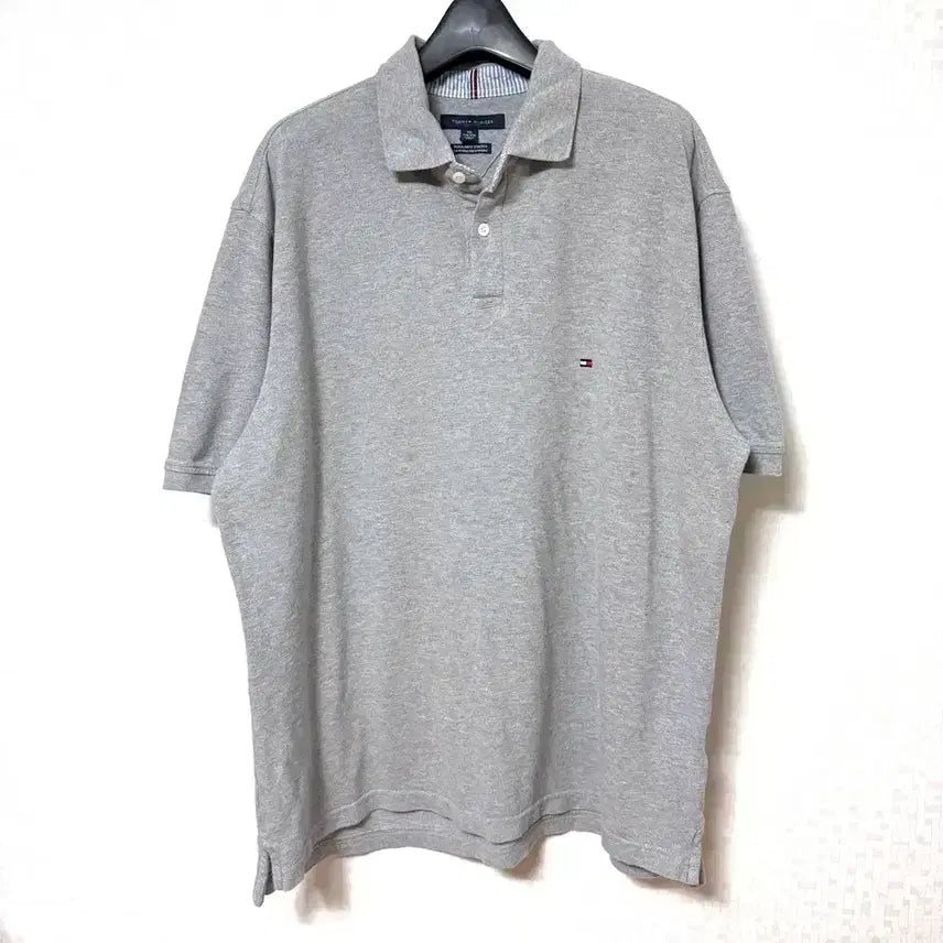 [BUNJANG] Tommy Hilfiger Logo Collar T-Shirt Grey XXL / [XXL,110]타미힐피거 카라티 반팔티 그레이