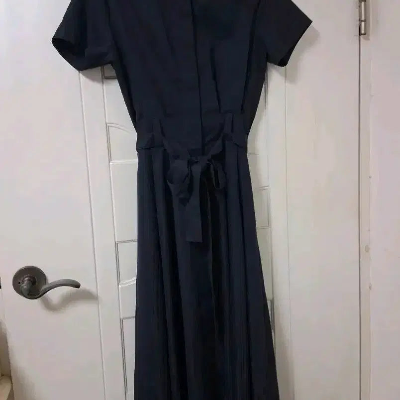 [BUNJANG] Navy Waist Tie Long Dress / 네이비 허리끈 롱원피스