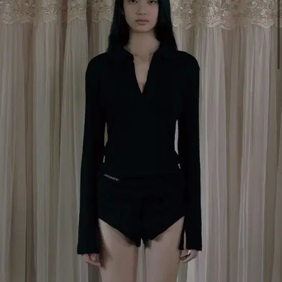 [BUNJANG] Bohemian Seoul Sheer Collar Long Sleeve Black / 보헤미안 서울 SHEER COLLAR LONG SLEEVE, BLACK
