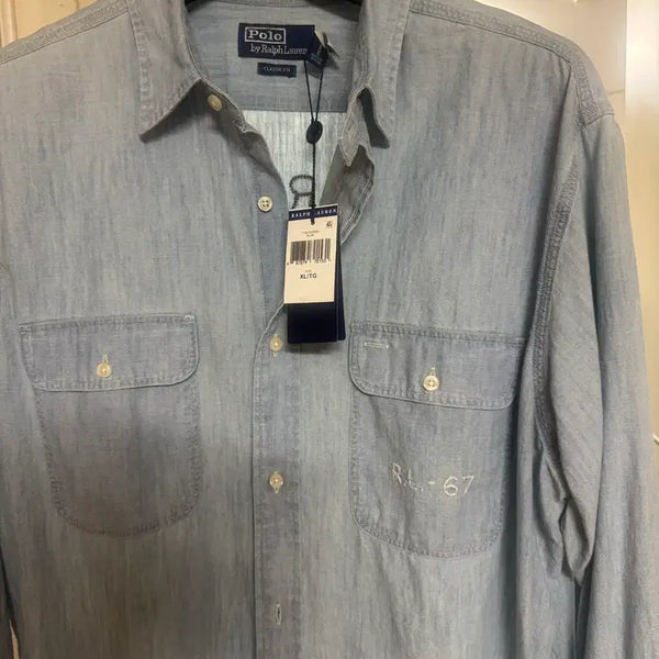 [BUNJANG] Polo Ralph Lauren Classic Fit Embroidered Chambray Workshirt XL / 폴로 클래식 핏 자수 샴브레이 워크셔츠(XL, 새상품)
