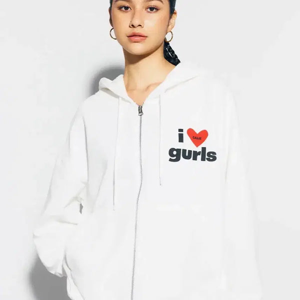 [BUNJANG] As If Cafe Oversized Hood Zip-Up White / 에즈이프캘리 후드집업