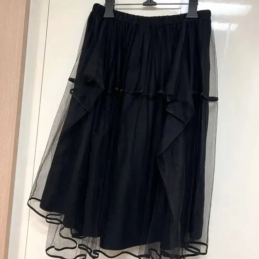 [BUNJANG] O'2nd Sheer Mesh Ruffle Tulle Skirt with Chiffon / 오즈세컨 시스루 망사 러플 튤 스커트 O'2nd 쉬폰 밴딩 레이스 캉캉 치마 돌잔치 파티룩 연말룩 행사