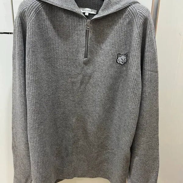 [BUNJANG] Maison Kitsuné 24FW Cashmere Half-Zip Knit L (Excellent Condition) / 24fw 메종키츠네 캐시미어 반집업니트 105 (새상품급)