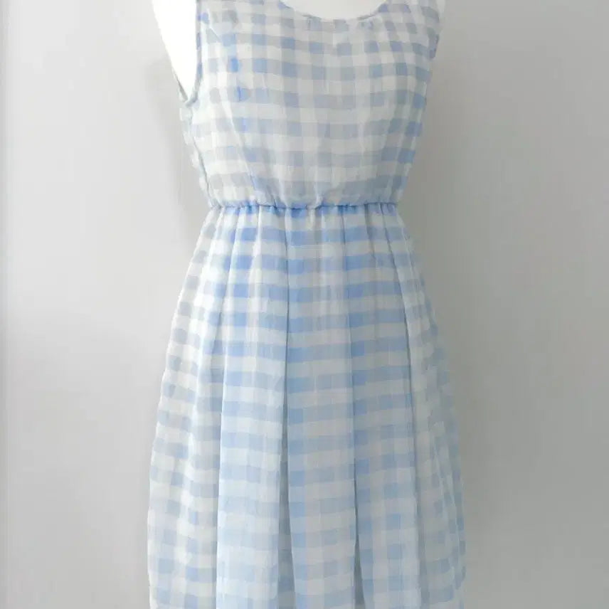 [BUNJANG] Ankruse Sky Blue Checkered Dress Vintage / [만냥빈티지] 앙크루즈 브랜드 하늘색 체크원피스 히메갸루 러블리 양산형 빈티지원피스 앙크루즈원피스