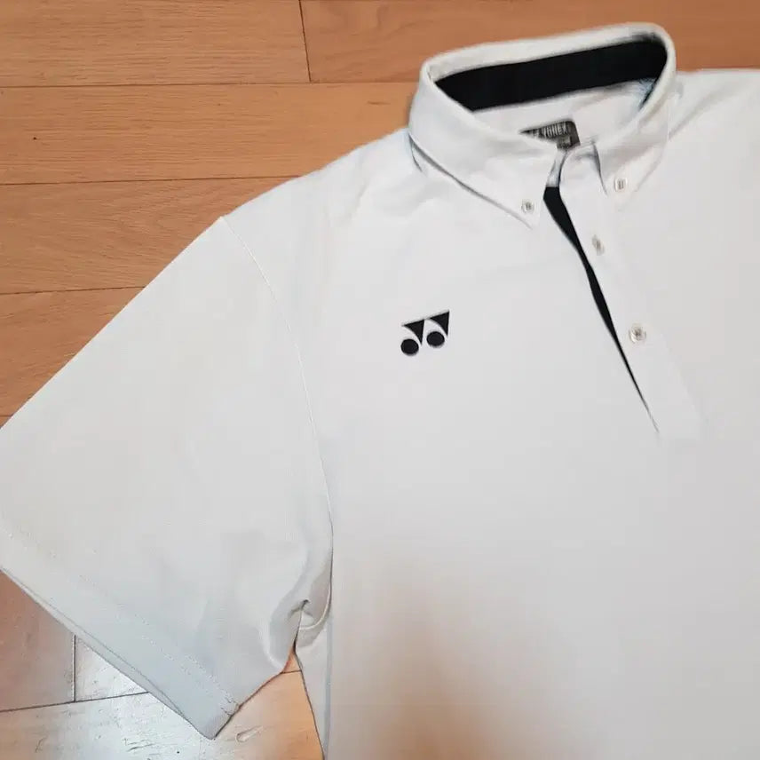 [BUNJANG] Yonex White Short Sleeve Polo Shirt / 110 / 요넥스 / 화이트 반팔카라셔츠/공807