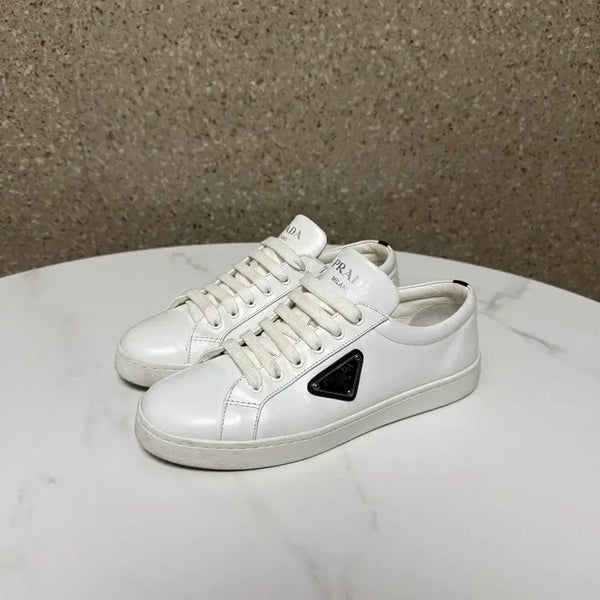 [BUNJANG] Prada Brushed Leather Sneakers White Size 37.5 / [37.5사이즈]프라다 브러쉬드 레더 스니커즈 화이트
