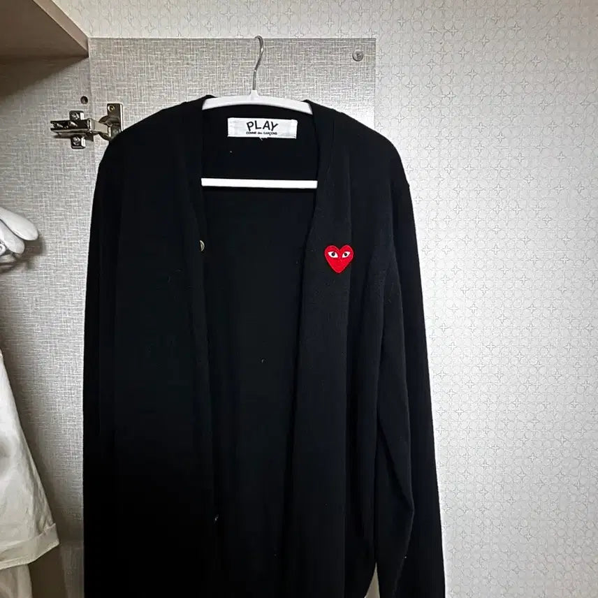 [BUNJANG] Comme des Garçons PLAY Black Cardigan XL / 꼼데가르송 플레이 가디건 블랙 XL