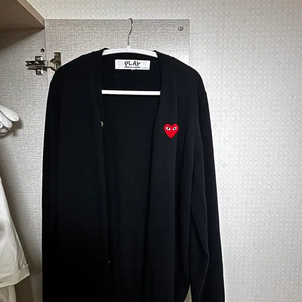 [BUNJANG] Comme des Garçons PLAY Black Cardigan XL / 꼼데가르송 플레이 가디건 블랙 XL