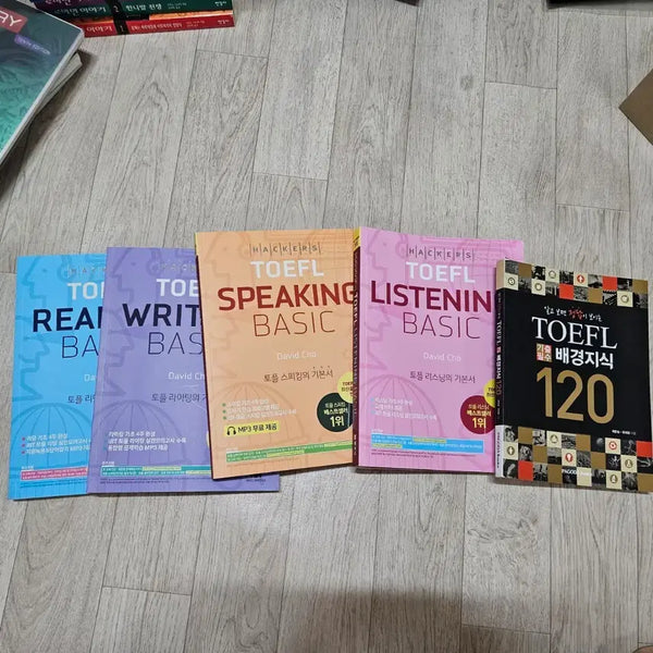 [BUNJANG] Hacker TOEFL Textbook Set (Reading, Writing, Speaking, Listening) + TOEFL Background Knowledge 120 / 해커스 토플 기본서 세트 (리딩, 라이팅, 스피킹, 리스닝) + TOEFL 배경지식 120