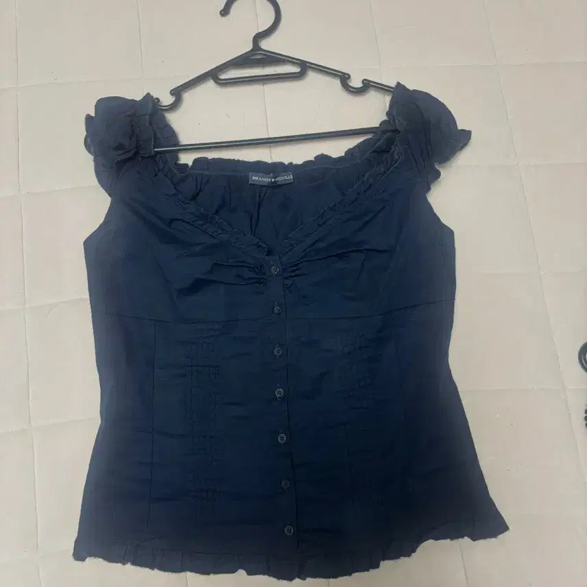 [BUNJANG] Mellville Navy Sleeveless Blouse / 브랜드멜빌 블라우스 나시 네이비